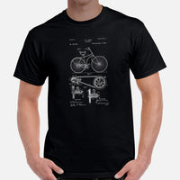 Cycling Gear - Bike Clothes - Biking Attire, Outfit, Apparel - Unique Gifts for Cyclists, Bicycle Enthusiasts - 1890 Bicycle Patent Tee - Black, Men