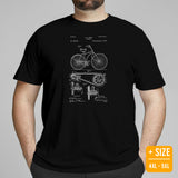 Cycling Gear - Bike Clothes - Biking Attire, Outfit, Apparel - Unique Gifts for Cyclists, Bicycle Enthusiasts - 1890 Bicycle Patent Tee - Black, Plus Size