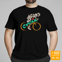 Cycling Gear - Bike Clothes - Biking Attire, Outfit, Apparel - Unique Gifts for Cyclists, Bicycle Enthusiasts - Retro Born To Cycle Tee - Black, Plus Size