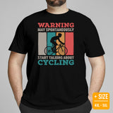 Cycling Gear - Bike Clothes - Biking Attire, Outfit, Apparel - Unique Gifts for Cyclists - Funny May Start Talking About Cycling Tee - Black, Plus Size