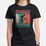 Cycling Gear - Bike Clothes - Biking Attire, Outfit, Apparel - Unique Gifts for Cyclists - Funny May Start Talking About Cycling Tee - Black, Women