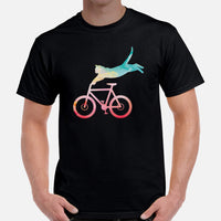 Cycling Gear - Bike Clothes - Biking Attire, Outfit - Gifts for Cyclists, Bicycle Enthusiasts - Adorable Cat Stunt Artistic Cycling Tee - Black, Men