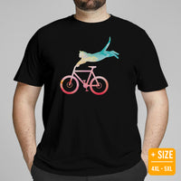 Cycling Gear - Bike Clothes - Biking Attire, Outfit - Gifts for Cyclists, Bicycle Enthusiasts - Adorable Cat Stunt Artistic Cycling Tee - Black, Plus Size