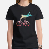 Cycling Gear - Bike Clothes - Biking Attire, Outfit - Gifts for Cyclists, Bicycle Enthusiasts - Adorable Cat Stunt Artistic Cycling Tee - Black, Women