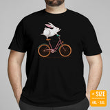Cycling Gear - Bike Clothes - Biking Attire, Outfit - Gifts for Cyclists, Bicycle Enthusiasts - Cute Rabbit Artistic Cycling Tee - Black, Plus Size