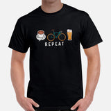 Cycling Gear - Bike Clothes - Biking Attire, Outfit - Gifts for Cyclists, Coffee & Beer Lovers - Funny Coffee Cycling Beer Repeat Tee - Black, Men