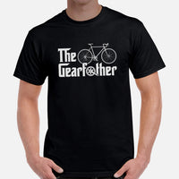 Cycling Gear - Bike Clothes - Biking Attire, Outfits, Apparel - Bday & Father's Day Gifts for Cyclists - Retro The Gearfather T-Shirt - Black, Men