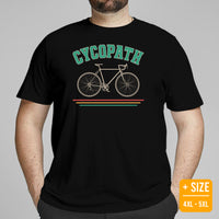 Cycling Gear - Bike Clothes - Biking Attire, Outfits, Apparel - Gifts for Cyclists, Bicycle Enthusiasts - 80s Retro Cycopath T-Shirt - Black, Plus Size