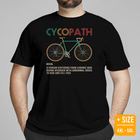 Cycling Gear - Bike Clothes - Biking Attire, Outfits, Apparel - Gifts for Cyclists, Bicycle Enthusiasts - Retro Cycopath Definition Tee - Black, Plus Size