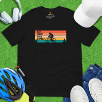 Mountain Bike Shirt - Presents for Bikers, Cyclists, Bike Riders - Funny Cycling T-Shirt - Cycopath T-Shirt - Eat Sleep Bike Repeat T-Shirt - Black