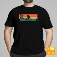 Mountain Bike Shirt - Presents for Bikers, Cyclists, Bike Riders - Funny Cycling T-Shirt - Cycopath T-Shirt - Eat Sleep Bike Repeat T-Shirt - Black, Plus Size