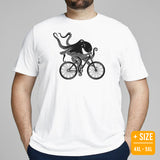 Cycling Gear - Mountain Bike Clothes - MTB Biking Attire, Outfits, Apparel - Gifts for Cyclists - Retro Octopus Tee - White, Plus Size