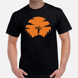 Cycling Gear - MTB Biking Attire, Outfits, Apparel - Bike Clothes - Gifts for Cyclists - Vintage MTB Cycling Sunset Mountain Themed Tee - Black, Men
