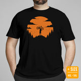 Cycling Gear - MTB Biking Attire, Outfits, Apparel - Bike Clothes - Gifts for Cyclists - Vintage MTB Cycling Sunset Mountain Themed Tee - Black, Plus Size