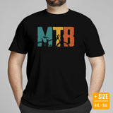 Cycling Gear - MTB Clothing - Mountain Bike Attire, Apparel, Outfits - Gifts for Cyclists, Bicycle Enthusiasts - Vintage MTB Bike Tee - Black, Plus Size