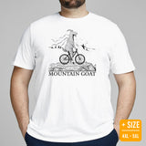 Cycling Gear - MTB Clothing - Mountain Bike Attire, Outfits, Apparel - Gifts for Cyclists, Bicycle Enthtusiasts - Mountain Goat T-Shirt - White, Plus Size