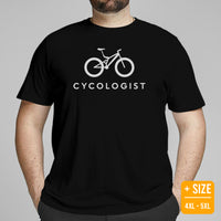Cycling Gear - MTB Clothing - Mountain Bike Attire, Outfits, Apparel - Gifts for Cyclists - Minimal Cycologist Mountain Bike T-Shirt - Black, Plus Size