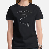 Cycling Gear - MTB Clothing - Mountain Bike Attire, Outfits, Apparel - Gifts for Cyclists - Minimal Downhill Mountain Bike T-Shirt - Black, Women