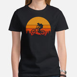 Cycling Gear - MTB Clothing - Mountain Bike Attire, Outfits, Apparel - Gifts for Cyclists - Retro Sunset Downhill Mountain Bike T-Shirt - Black, Women