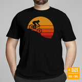 Cycling Gear - MTB Clothing - Mountain Bike Attire, Outfits, Apparel - Gifts for Cyclists - Vintage Sunset Downhill Mountain Bike Tee - Black, Plus Size