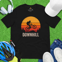 Cycling Gear - MTB Clothing - Mountain Bike Attire, Outfits, Apparel - Unique Gifts for Cyclists - Retro Downhill Mountain Bike T-Shirt - Black