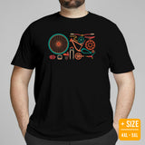 Cycling Gear - MTB Clothing - Mountain Bike Attire, Outfits, Apparel - Unique Gifts for Cyclists - Retro MT Bike Parts T-Shirt - Black, Plus Size