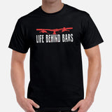 Cycling Gear - MTB Clothing - Mountain Bike Attire, Outfits, Apparel - Unique Gifts for Cyclists, Stunters - Funny Life Behind Bars Tee - Black, Men