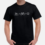 Cycling Gear - MTB Clothing - Mountain Bike Attire, Outfits - Unique Gifts for Cyclists - Minimal Mountain And Bike Equal Fun T-Shirt - Black, Men