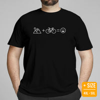 Cycling Gear - MTB Clothing - Mountain Bike Attire, Outfits - Unique Gifts for Cyclists - Minimal Mountain And Bike Equal Fun T-Shirt - Black, Plus Size