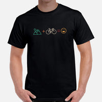 Cycling Gear - MTB Clothing - Mountain Bike Attire, Outfits - Unique Gifts for Cyclists - Vintage Mountain And Bike Equal Fun T-Shirt - Black, Men