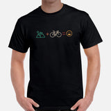 Cycling Gear - MTB Clothing - Mountain Bike Attire, Outfits - Unique Gifts for Cyclists - Vintage Mountain And Bike Equal Fun T-Shirt - Black, Men