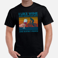 Cycling Gear - MTB Clothing - Mountain Bike Outfits, Attire - Gifts for Cyclists, Wine Lovers - Funny I Like Wine And Mountain Bike Tee - Black, Men