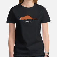 Dam It Beaver T-Shirt - Marmota Shirt - Ideal Gift for Beaver Lovers & Pet Lovers, Zookeepers - River & Woodland Rodent Animal Tee - Black, Women