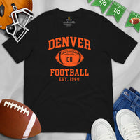 Denver Shirt - Colorado Tee Shirt - Game Day Shirt - Vintage Football Shirt - Football Tee - Gift for Football Fan - Denver Est.1960 Tee - Black
