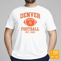 Denver Shirt - Colorado Tee Shirt - Game Day Shirt - Vintage Football Shirt - Football Tee - Gift for Football Fan - Denver Est.1960 Tee - White, Plus Size