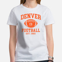 Denver Shirt - Colorado Tee Shirt - Game Day Shirt - Vintage Football Shirt - Football Tee - Gift for Football Fan - Denver Est.1960 Tee - White, Women