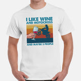 Dirt Motorcycle Gear - Dirt Bike Riding Attire, Clothes - Gifts for Motorbike Riders, Wine Lovers - Funny I Like Wine And Motocross Tee - White, Men