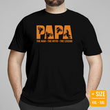 Dirt Motorcycle Gear - Dirt Bike Riding Attire - Father's Day Gifts for Motorbike Riders - Retro Papa The Man The Myth The Legend Tee - Black, Plus Size