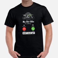 Dirt Motorcycle Gear - Dirt Bike Attire, Clothes - Gifts for Motorbike Riders - Biker Outfits - Funny My Dirt Bike Is Calling T-Shirt - Black, Men