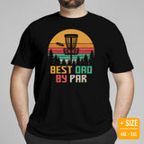 Disk Golf Basket Themed T-Shirt - Frisbee Golf Apparel & Attire - Bday, Father's Day Gift for Disc Golfer - Retro Best Dad By Par Shirt - Black, Plus Size