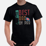 Disk Golf Basket Themed T-Shirt - Frisbee Golf Apparel & Attire - Bday, Father's Day Gift for Disc Golfer - Retro Best Dad By Par Tee - Black, Men
