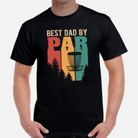 Disk Golf Basket Themed T-Shirt - Frisbee Golf Apparel & Attire - Bday, Father's Day Gift for Disc Golfer - Vintage Best Dad By Par Tee - Black, Men