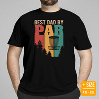 Disk Golf Basket Themed T-Shirt - Frisbee Golf Apparel & Attire - Bday, Father's Day Gift for Disc Golfer - Vintage Best Dad By Par Tee - Black, Plus Size
