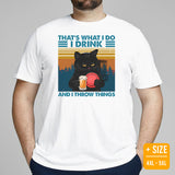 Disk Golf Shirt - Frisbee Golf Attire & Apparrel - Gift Ideas for Disc Golfer, Beer & Cat Lover - Funny I Drink And I Throw Things Tee - White, Plus Size
