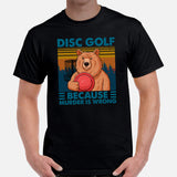 Disk Golf Shirt - Frisbee Golf Attire & Apparrel - Gift Ideas for Him & Her, Disc Golfers - Funny Disc Golf Because Murder Is Wrong Tee - Black, Men