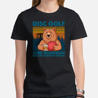 Disk Golf Shirt - Gift for Disc Golfer - Disk Golf Apparel, Disc Golf Attire - Disc Golf T-Shirt - Bourbon Because Murder Is Wrong T-Shirt - Black, Women