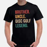 Disk Golf T-Shirt - Frisbee Golf Attire & Apparel - Bday, Father's Day Gift for Disc Golfer - Retro Brother Uncle Disc Golf Legend Tee - Black, Men