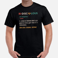 Disk Golf T-Shirt - Frisbee Golf Attire & Apparel - Gift Ideas for Him & Her, Disc Golfers - Retro Ridisculous Definition T-Shirt - Black, Men