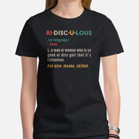 Disk Golf T-Shirt - Frisbee Golf Attire & Apparel - Gift Ideas for Him & Her, Disc Golfers - Retro Ridisculous Definition T-Shirt - Black, Women