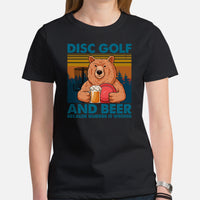 Disk Golf T-Shirt - Frisbee Golf Attire - Gift Ideas for Disc Golfers, Beer Lovers - Funny Disc Golf & Beer Because Murder Is Wrong Tee - Black, Women
